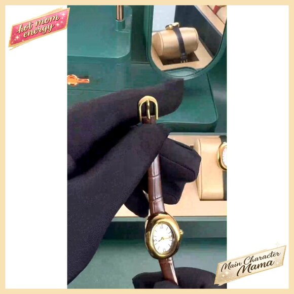 Gold-Tone Oval Dial Bangle Watch, Quartz Movement, 24mm, Water Resistant main image 7
